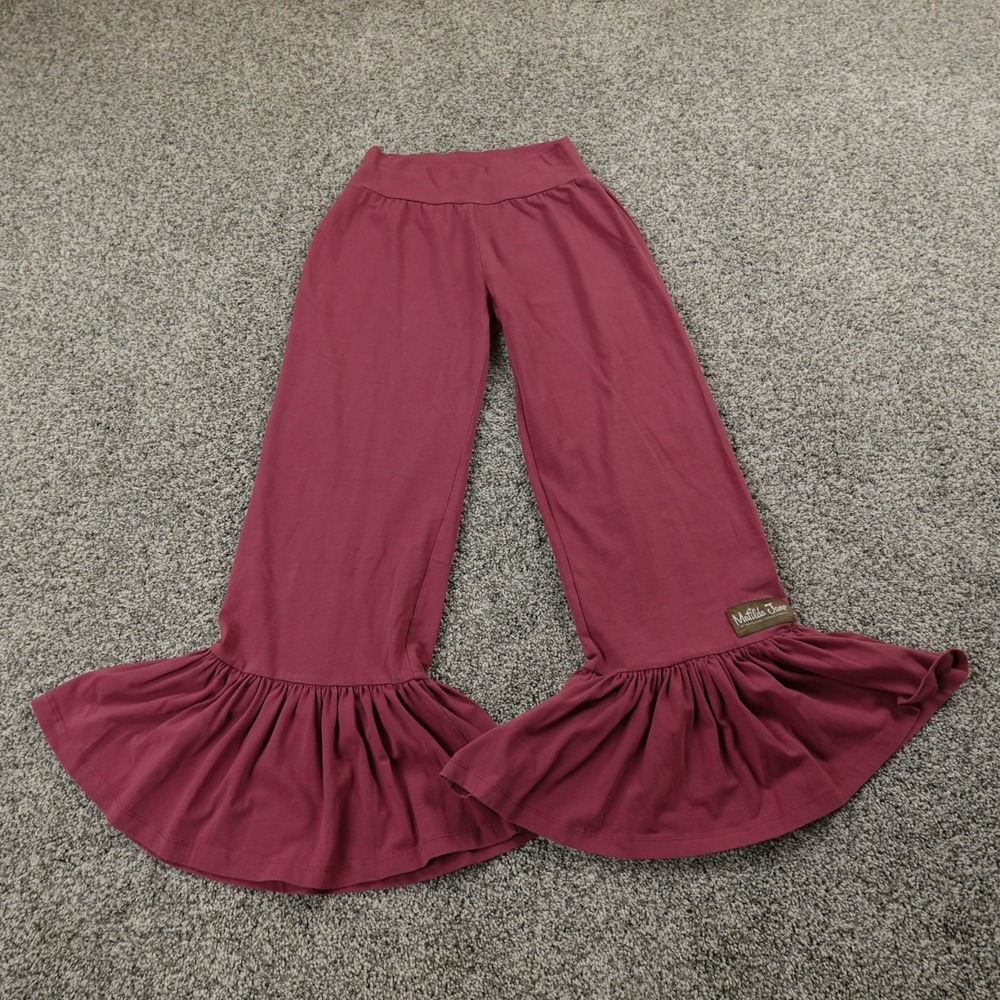 Matilda Jane Pants Womens XS Pink Red Pull On Big Ruffle Wide Leg Flare Boho